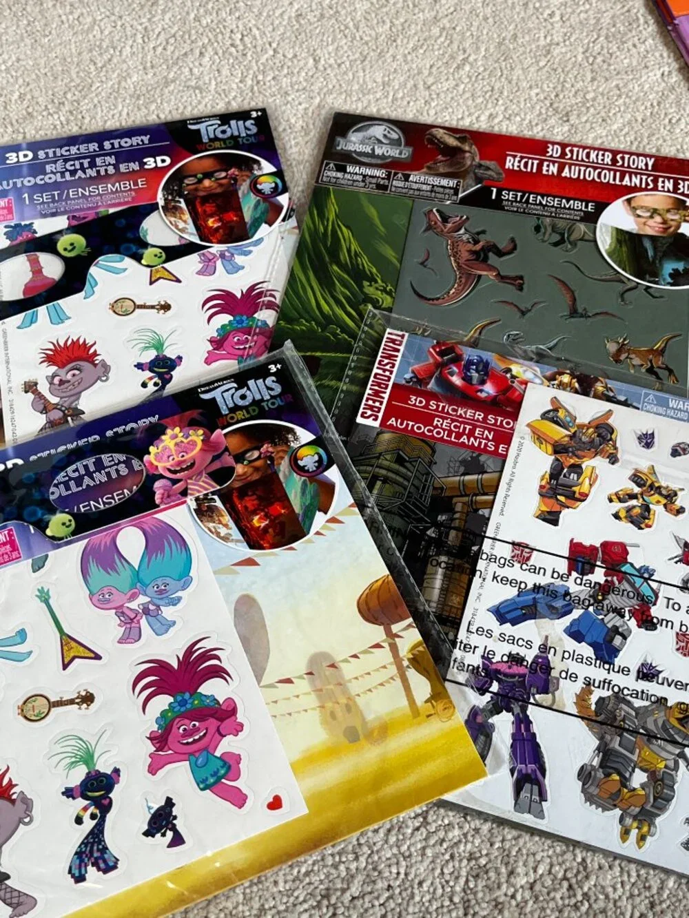 Trolls Jurasic Park Transformers 3d sticker